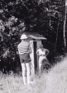 me and aunt jeanne at the outhouse